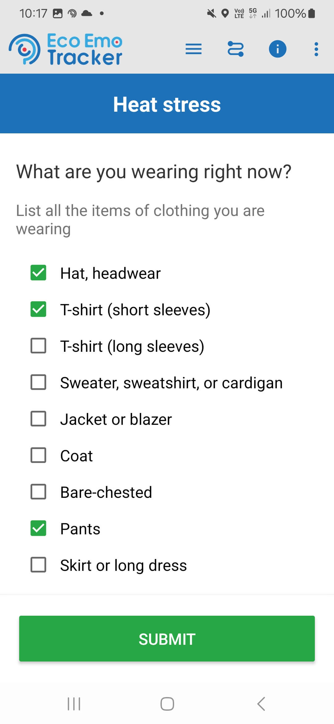 Eco Emo Tracker app screenshot